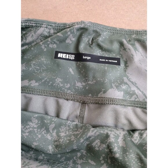 REI Co Op Leggings Womens L Green Camo Pockets Yoga Gym Hike Athleisure Run - Picture 3 of 6